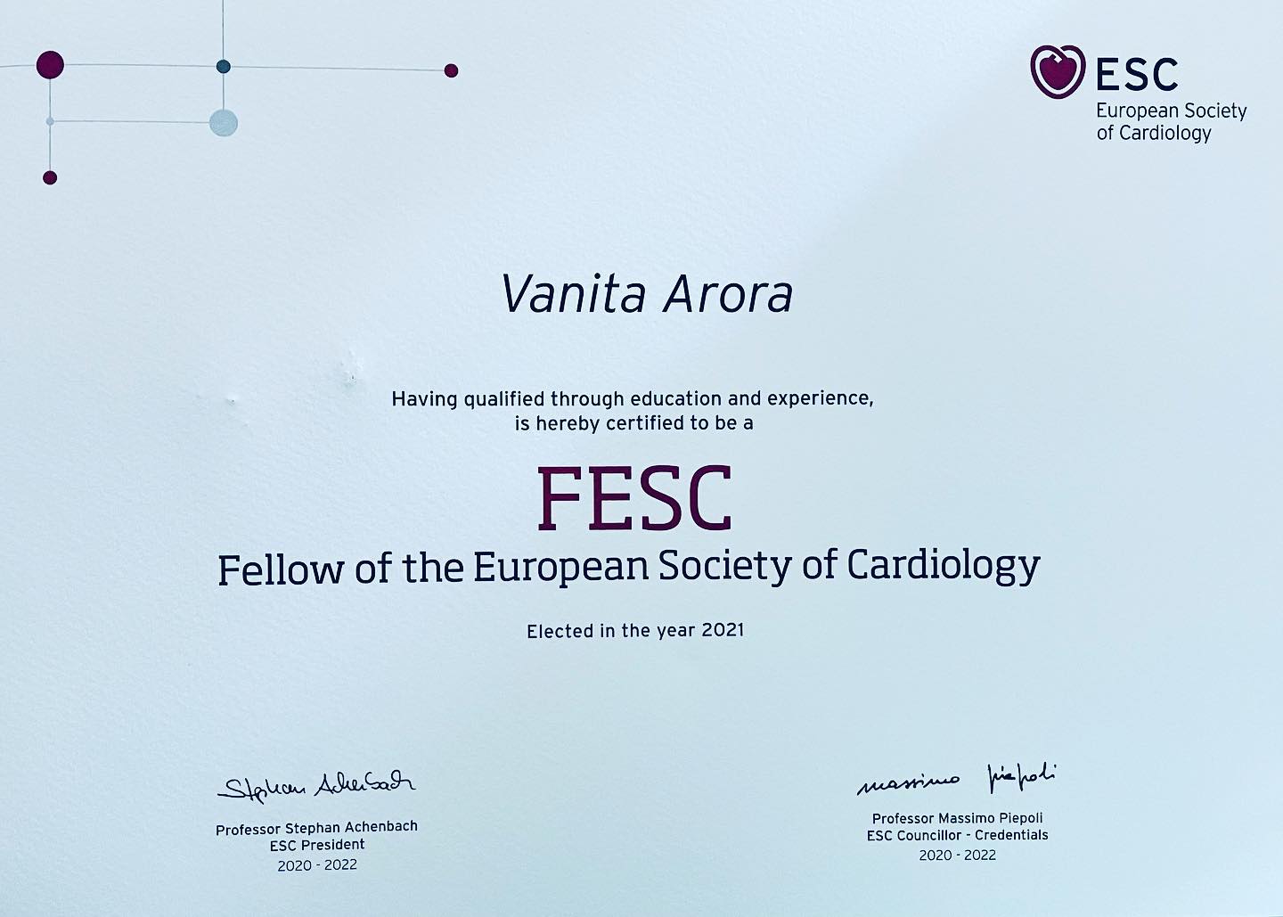Fellowship of the European Society of Cardiology